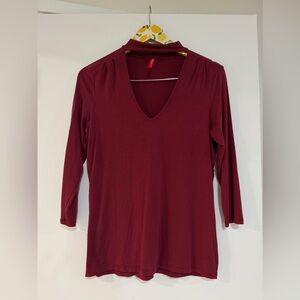 Ruby Ribbon Deep Red Long Sleeve Top